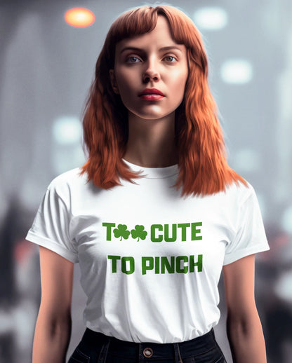 Too Cute To Pinch Ladies Irish Shamrock Tee - NYC Factory