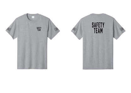 NYC Factory Custom Logo Safety Team T-Shirt for Events, Venues & Volunteers (Classic) - Chest + Back + Your Logo Sleeves - Athletic Heather