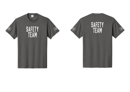 NYC Factory Custom Logo Safety Team T-Shirt for Events, Venues & Volunteers (Classic) - Front + Back + Your Logo Sleeves - Charcoal