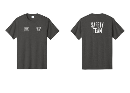 NYC Factory Custom Logo Safety Team T-Shirt for Events, Venues & Volunteers (Classic) - SAFETY TEAM + Your Logo + Back - Dark Heather Grey