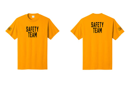 NYC Factory Custom Logo Safety Team T-Shirt for Events, Venues & Volunteers (Classic) - Front + Back + Your Logo Sleeve - Gold