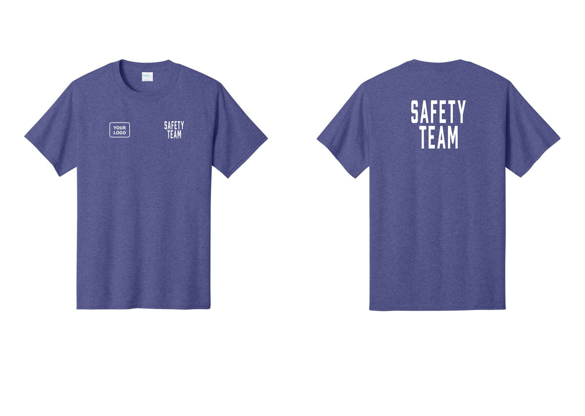 NYC Factory Custom Logo Safety Team T-Shirt for Events, Venues & Volunteers (Classic) - SAFETY TEAM + Your Logo + Back - Heather Purple
