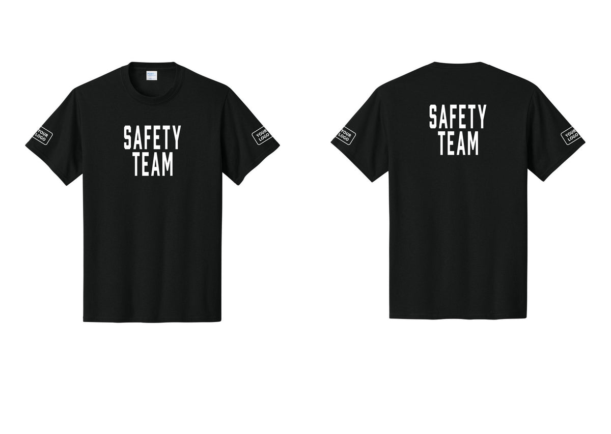 NYC Factory Custom Logo Safety Team T-Shirt for Events, Venues & Volunteers (Classic) - Front + Back + Your Logo Sleeves - Black