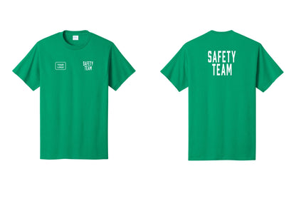 NYC Factory Custom Logo Safety Team T-Shirt for Events, Venues & Volunteers (Classic) - SAFETY TEAM + Your Logo + Back - Kelly