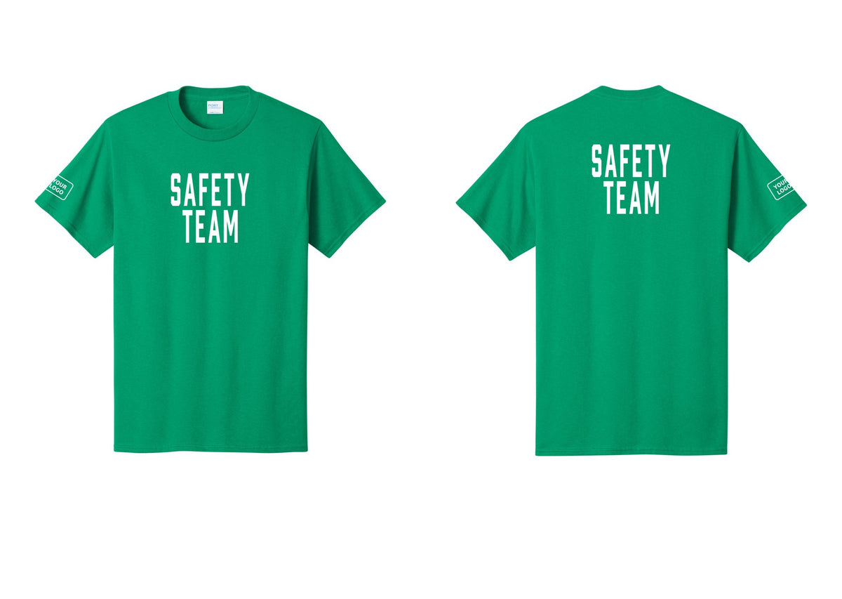 NYC Factory Custom Logo Safety Team T-Shirt for Events, Venues & Volunteers (Classic) - Front + Back + Your Logo Sleeve - Kelly