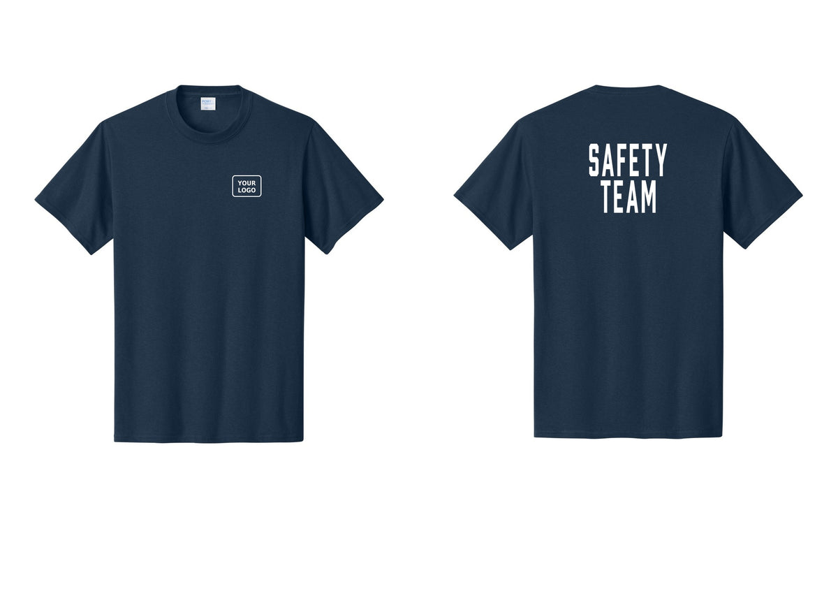 NYC Factory Custom Logo Safety Team T-Shirt for Events, Venues & Volunteers (Classic) - Your Logo + Back - Navy