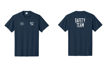 NYC Factory Custom Logo Safety Team T-Shirt for Events, Venues & Volunteers (Classic) - SAFETY TEAM + Your Logo + Back - Navy