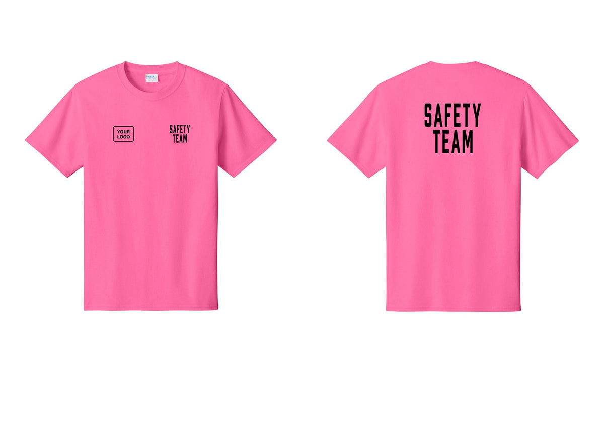 NYC Factory Custom Logo Safety Team T-Shirt for Events, Venues & Volunteers (Classic) - SAFETY TEAM + Your Logo + Back - Neon Pink