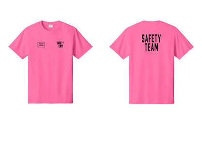 NYC Factory Custom Logo Safety Team T-Shirt for Events, Venues & Volunteers (Classic) - SAFETY TEAM + Your Logo + Back - Neon Pink