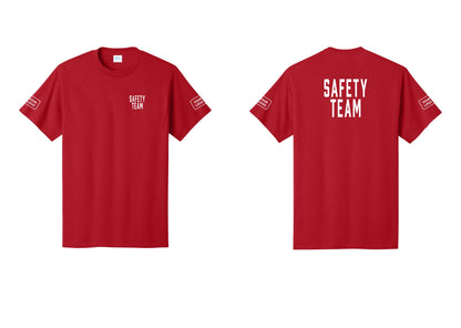 NYC Factory Custom Logo Safety Team T-Shirt for Events, Venues & Volunteers (Classic) - Chest + Back + Your Logo Sleeves - Red