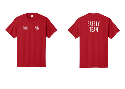 NYC Factory Custom Logo Safety Team T-Shirt for Events, Venues & Volunteers (Classic) - SAFETY TEAM + Your Logo + Back - Red