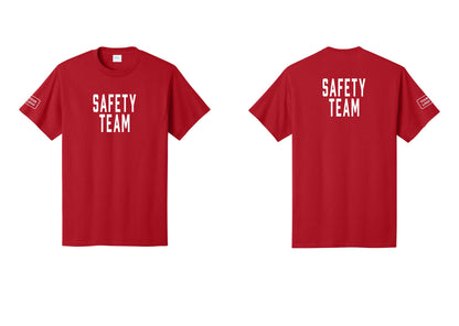 NYC Factory Custom Logo Safety Team T-Shirt for Events, Venues & Volunteers (Classic) - Front + Back + Your Logo Sleeve - Red