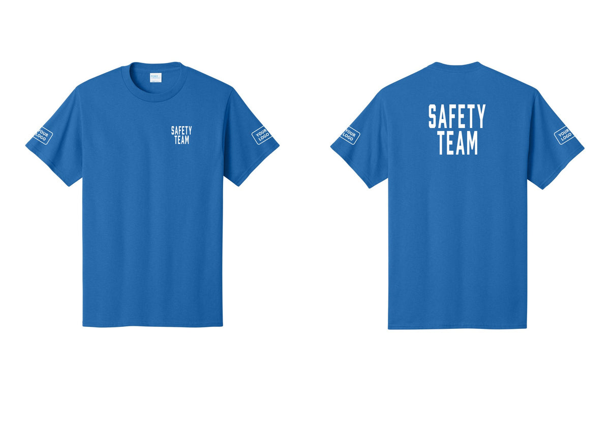 NYC Factory Custom Logo Safety Team T-Shirt for Events, Venues & Volunteers (Classic) - Chest + Back + Your Logo Sleeves - Royal
