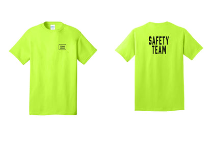 NYC Factory Custom Logo Safety Team T-Shirt for Events, Venues & Volunteers (Classic) - Your Logo + Back - Safety Green