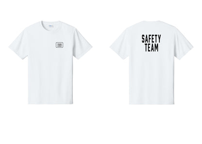 NYC Factory Custom Logo Safety Team T-Shirt for Events, Venues & Volunteers (Classic) - Your Logo + Back - White