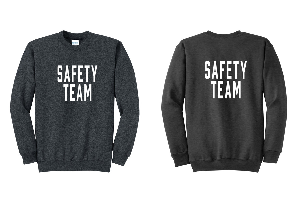 NYC Factory Safety Team Cotton Fleece Crewneck Sweatshirt (Classic) - Front + Back - Dark Heather Grey