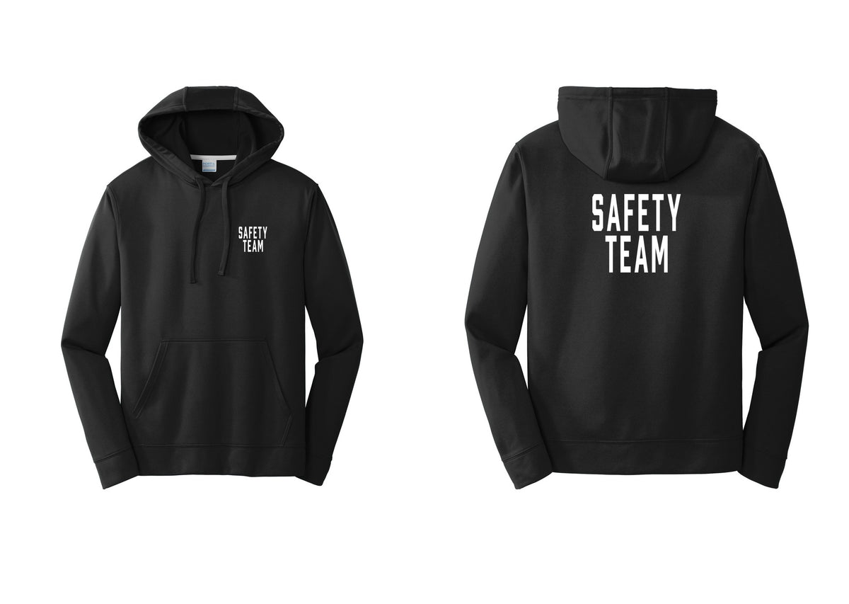 NYC Factory Safety Team Performance Hooded Fleece Pullover Sweatshirt (Classic) - Chest + Back - Black
