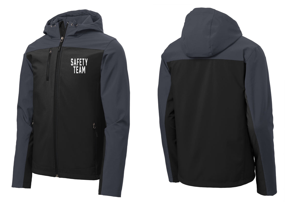 NYC Factory Safety Team Hooded Soft Shell Jacket (Classic) - Chest Only - Black / Battleship Grey