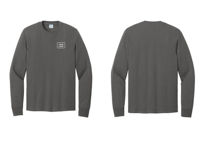 NYC Factory Custom Logo Safety Team Cotton Long Sleeve T-Shirt (Classic) - Your Logo Only - Charcoal