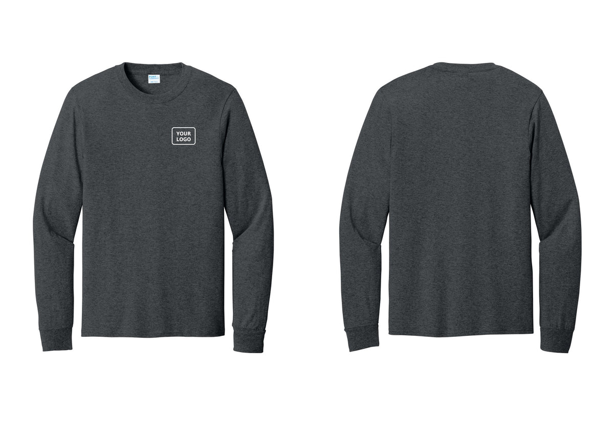 NYC Factory Custom Logo Safety Team Cotton Long Sleeve T-Shirt (Classic) - Your Logo Only - Dark Heather Grey