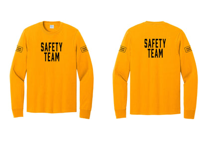 NYC Factory Custom Logo Safety Team Cotton Long Sleeve T-Shirt (Classic) - Front + Back + Your Logo Sleeves - Gold