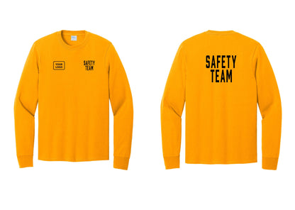 NYC Factory Custom Logo Safety Team Cotton Long Sleeve T-Shirt (Classic) - SAFETY TEAM + Your Logo + Back - Gold