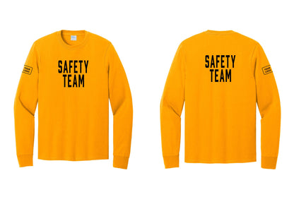 NYC Factory Custom Logo Safety Team Cotton Long Sleeve T-Shirt (Classic) - Front + Back + Your Logo Sleeve - Gold