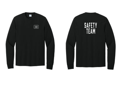 NYC Factory Custom Logo Safety Team Cotton Long Sleeve T-Shirt (Classic) - Your Logo + Back - Black