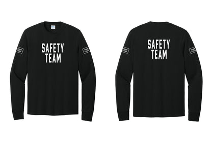 NYC Factory Custom Logo Safety Team Cotton Long Sleeve T-Shirt (Classic) - Front + Back + Your Logo Sleeves - Black
