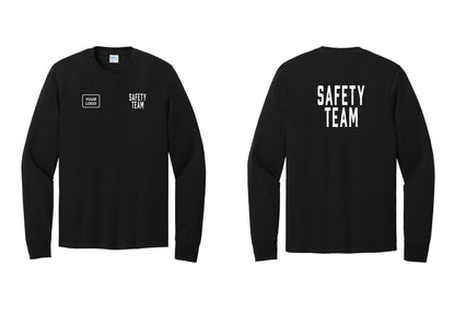 NYC Factory Custom Logo Safety Team Cotton Long Sleeve T-Shirt (Classic) - SAFETY TEAM + Your Logo + Back - Black