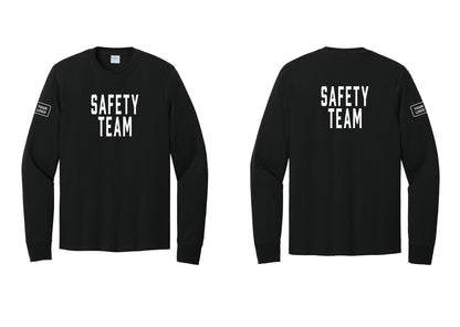 NYC Factory Custom Logo Safety Team Cotton Long Sleeve T-Shirt (Classic) - Front + Back + Your Logo Sleeve - Black