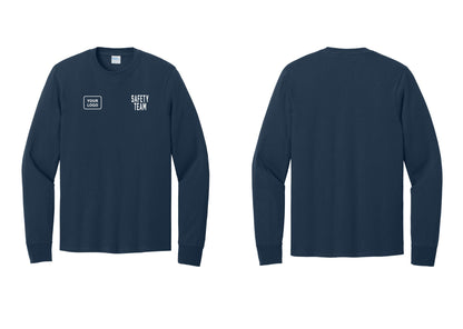 NYC Factory Custom Logo Safety Team Cotton Long Sleeve T-Shirt (Classic) - SAFETY TEAM + Your Logo - Navy