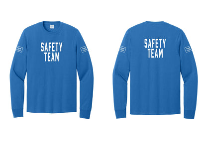 NYC Factory Custom Logo Safety Team Cotton Long Sleeve T-Shirt (Classic) - Front + Back + Your Logo Sleeves - Royal
