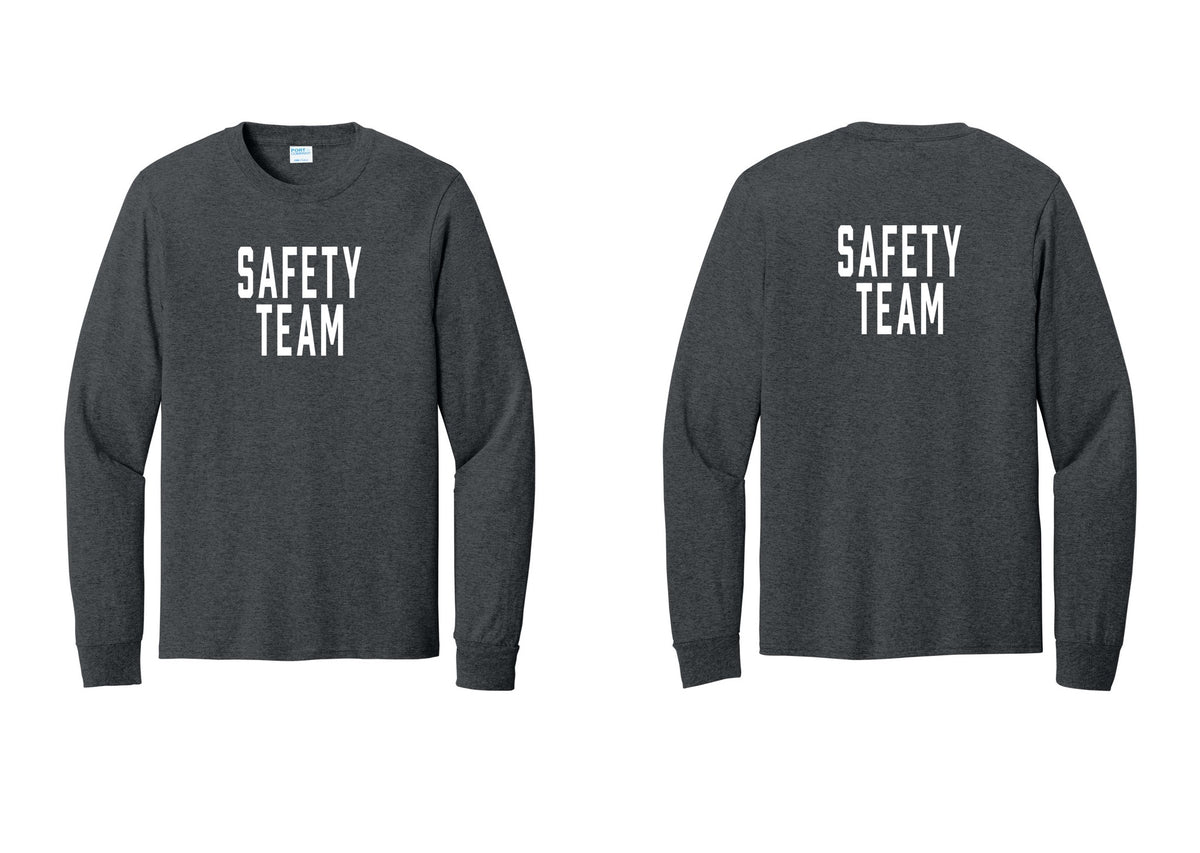 NYC Factory Safety Team Cotton Long Sleeve T-Shirt (Classic) - Front + Back - Dark Heather Grey