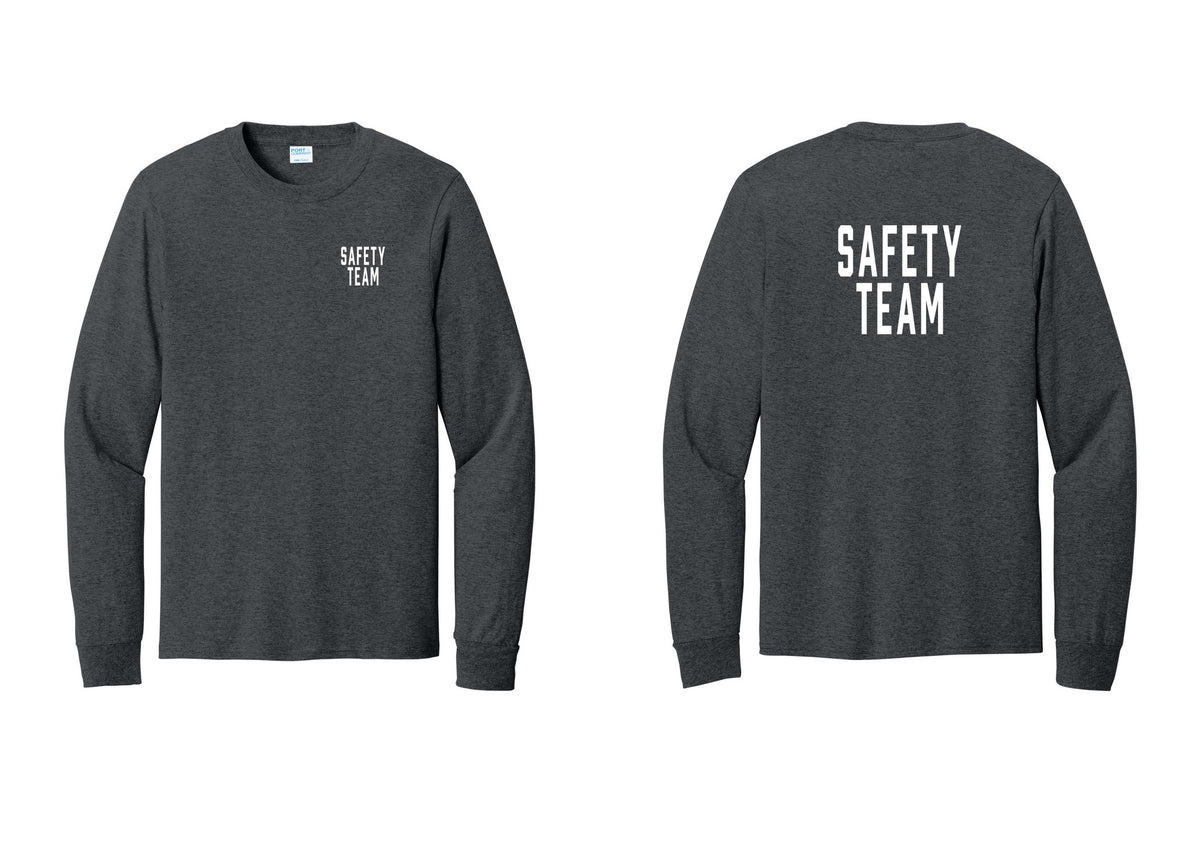 NYC Factory Safety Team Cotton Long Sleeve T-Shirt (Classic) - Chest + Back - Dark Heather Grey