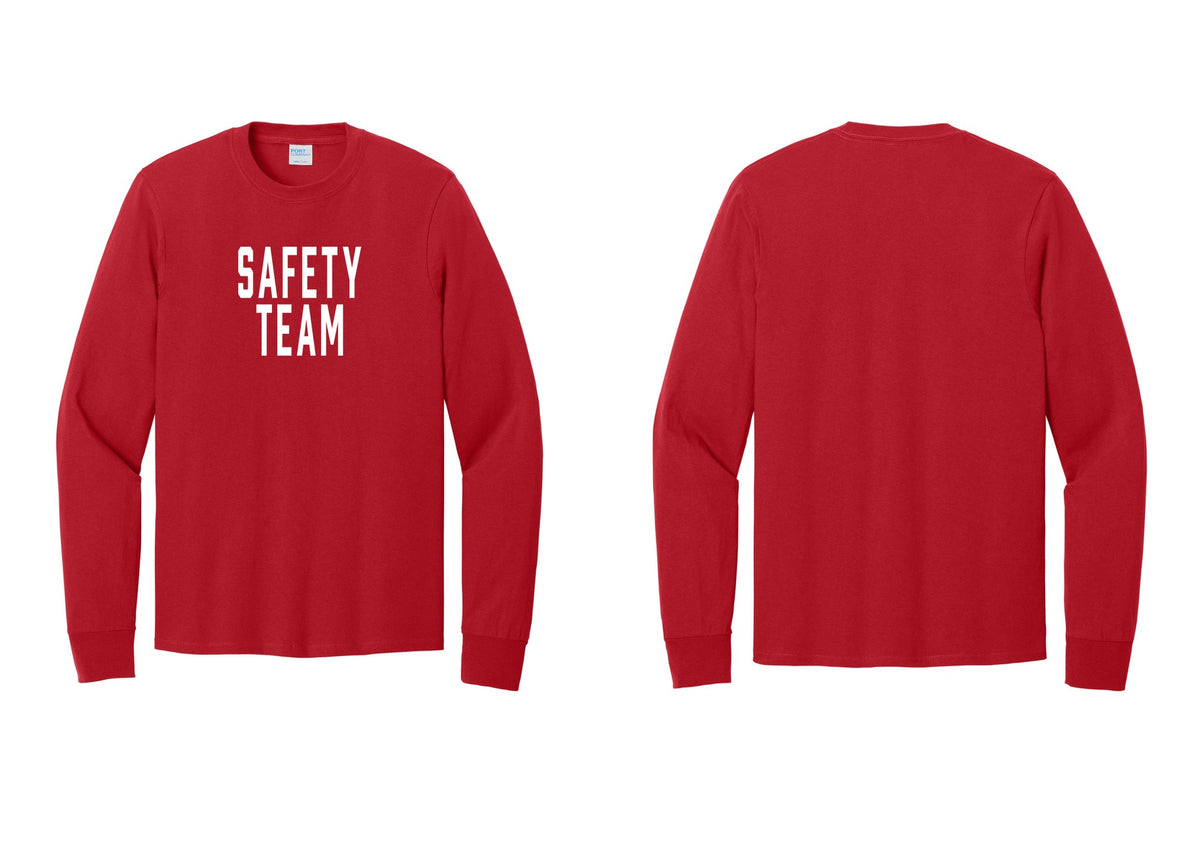 NYC Factory Safety Team Cotton Long Sleeve T-Shirt (Classic) - Front Only - Red