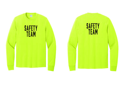 NYC Factory Safety Team Cotton Long Sleeve T-Shirt (Classic) - Front + Back - Safety Green