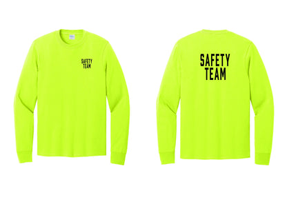 NYC Factory Safety Team Cotton Long Sleeve T-Shirt (Classic) - Chest + Back - Safety Green