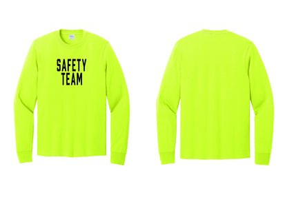 NYC Factory Safety Team Cotton Long Sleeve T-Shirt (Classic) - Front Only - Safety Green