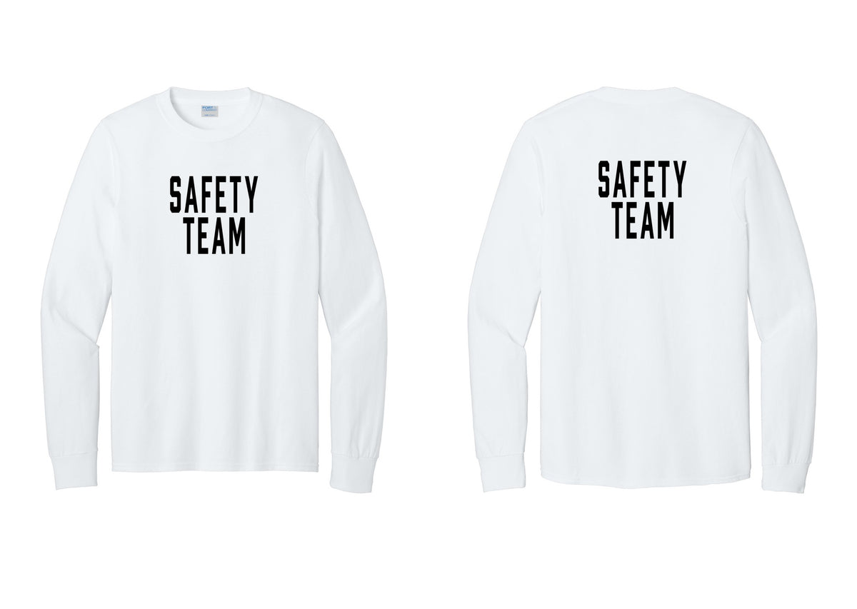NYC Factory Safety Team Cotton Long Sleeve T-Shirt (Classic) - Front + Back - White