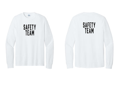NYC Factory Safety Team Cotton Long Sleeve T-Shirt (Classic) - Front + Back - White