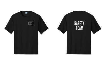 NYC Factory Custom Logo Safety Team Performance T-Shirt (Classic) - Your Logo + Back - Black