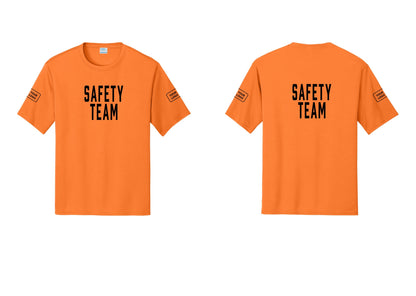 NYC Factory Custom Logo Safety Team Performance T-Shirt (Classic) - Front + Back + Your Logo Sleeves - Neon Orange