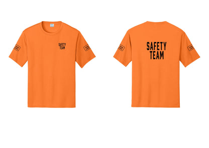 NYC Factory Custom Logo Safety Team Performance T-Shirt (Classic) - Chest + Back + Your Logo Sleeves - Neon Orange