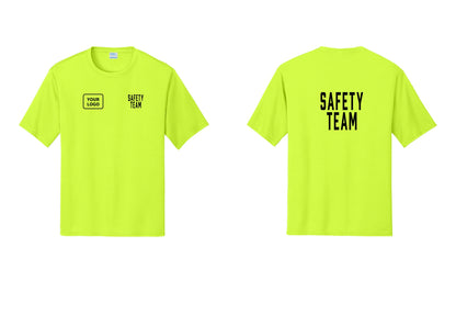 NYC Factory Custom Logo Safety Team Performance T-Shirt (Classic) - SAFETY TEAM + Your Logo + Back - Neon Yellow