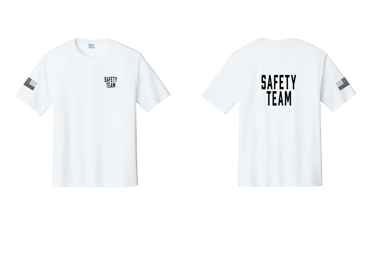 NYC Factory Safety Team Performance T-Shirt (Classic) - Chest + Back + US Flag Sleeve - White