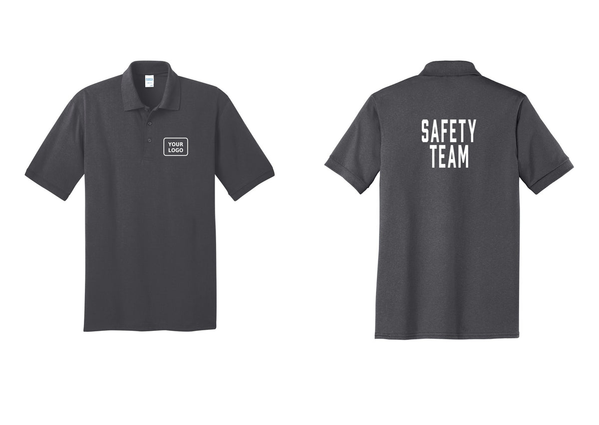 NYC Factory Custom Logo Safety Team Polo Shirt (Classic) - Your Logo + Back - Charcoal