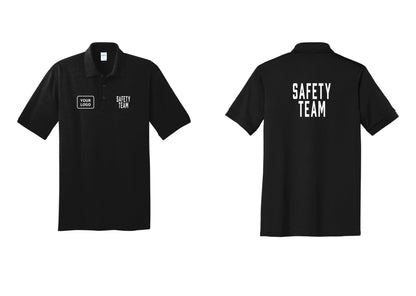 NYC Factory Custom Logo Safety Team Polo Shirt (Classic) - SAFETY TEAM + Your Logo + Back - Black