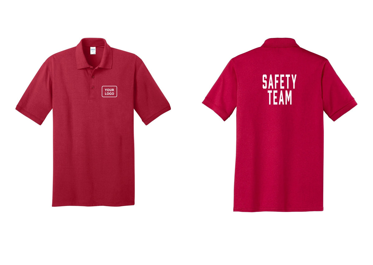 NYC Factory Custom Logo Safety Team Polo Shirt (Classic) - Your Logo + Back - Red