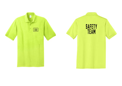 NYC Factory Custom Logo Safety Team Polo Shirt (Classic) - Your Logo + Back - Safety Green